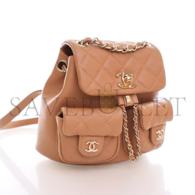 CHANEL MASTER DUMA BACKPACK SMALL BEIGE CAVIAR AS3787 (17.5*16.5*10cm)